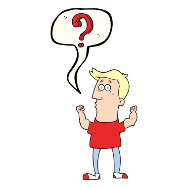 konuşma kabarcık karikatür adam soru ile