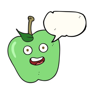 konuşma kabarcık karikatür elma