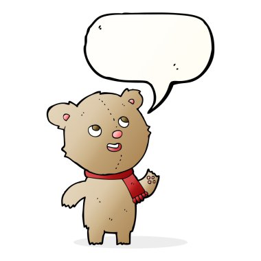 karikatür ayıcığı konuşma baloncuklu eşarp giyiyor