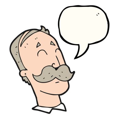 bıyıklı adam yaşlanma konuşma kabarcık karikatür