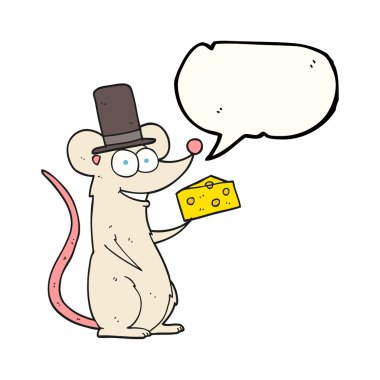 konuşma kabarcık karikatür fare peynir ile