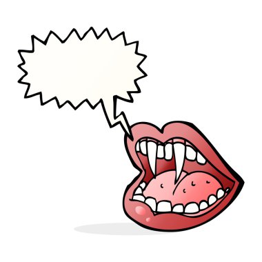 Konuşma baloncuklu çizgi vampir ağzı.