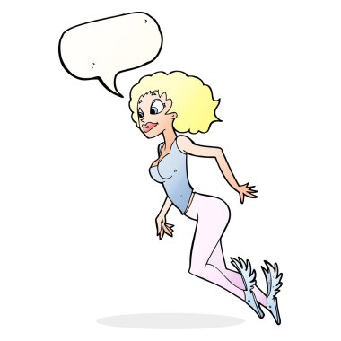 çizgi film, kadın konuşma balonu ile uçuş