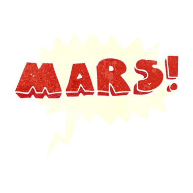 FreeHand retro karikatür Mars metin 