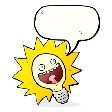 Konuşma baloncuklu çizgi film ampulü