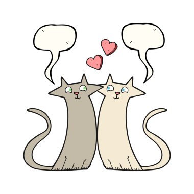 konuşma kabarcık karikatür kedi aşık