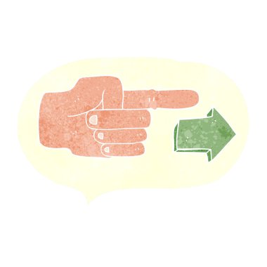 FreeHand retro karikatür işaret eden bir ele 