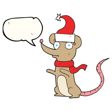 konuşma kabarcık karikatür fare Noel şapka
