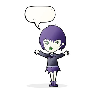 Konuşma baloncuğu olan vampir kız.