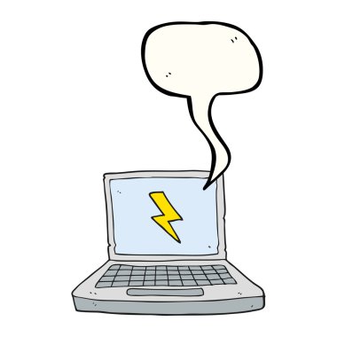konuşma kabarcık karikatür dizüstü bilgisayar