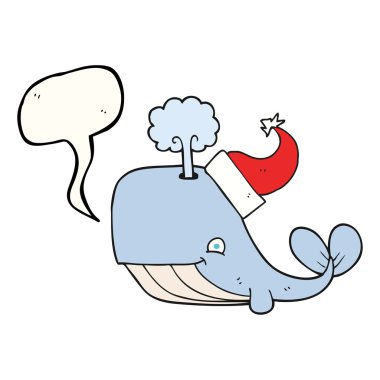 konuşma kabarcık karikatür balina Noel şapka