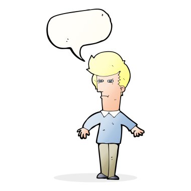 karikatür şüpheli adam konuşma balonu ile