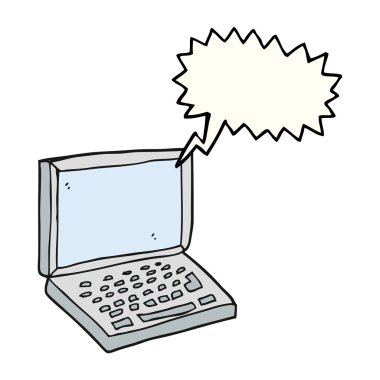 konuşma kabarcık karikatür dizüstü bilgisayar