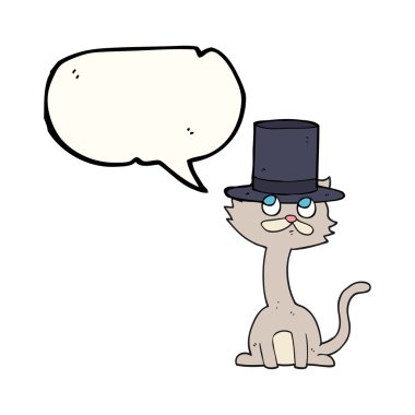 konuşma kabarcık karikatür kedi silindir şapka