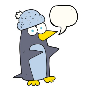 konuşma kabarcık karikatür penguen