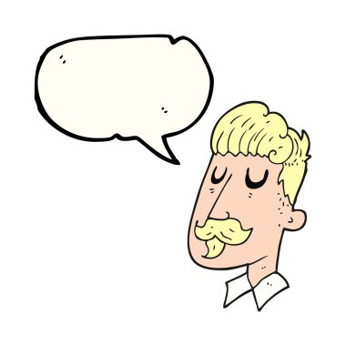 konuşma kabarcık karikatür adam bıyıklı