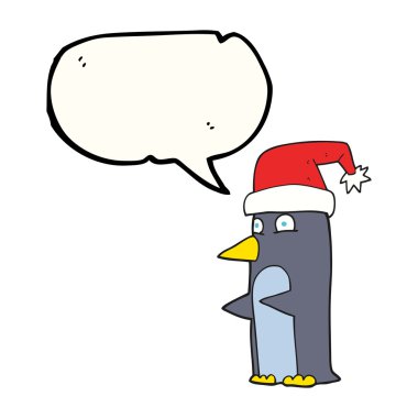 konuşma balonu Noel penguen karikatür