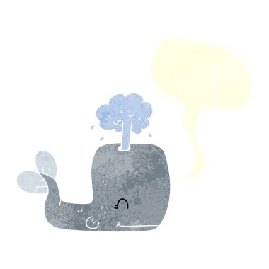 freehand retro karikatür balina spouting 