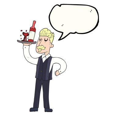 konuşma kabarcık karikatür garson