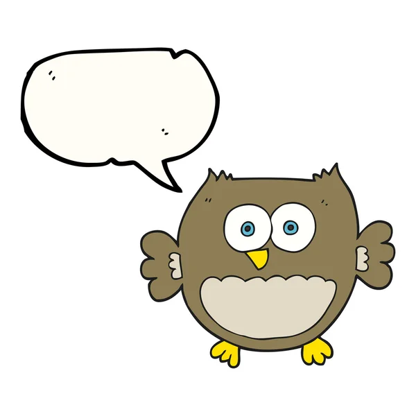 Konuşma kabarcık karikatür baykuş — Stok Vektör