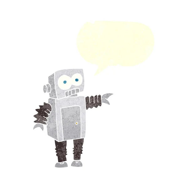 Robot de dibujos animados retro a mano alzada — Vector de stock