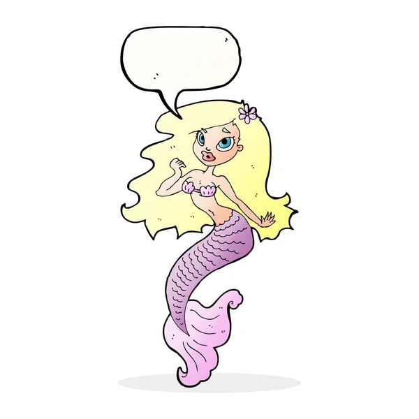 Cartoon pretty mermaid with speech bubble — Stock Vector