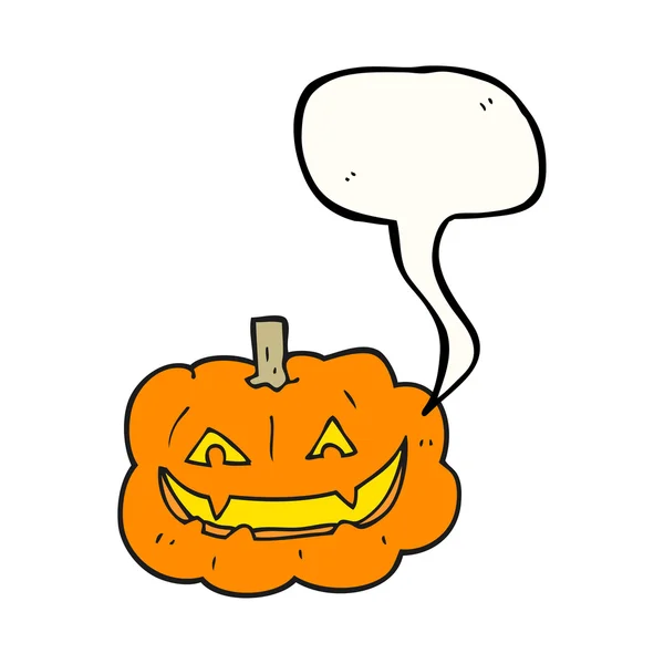 Speech bubble cartoon spooky pumpkin — Stock Vector