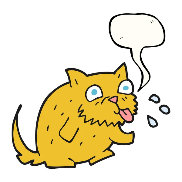 Discorso bolla cartone animato gatto soffiando lampone — Vettoriale Stock