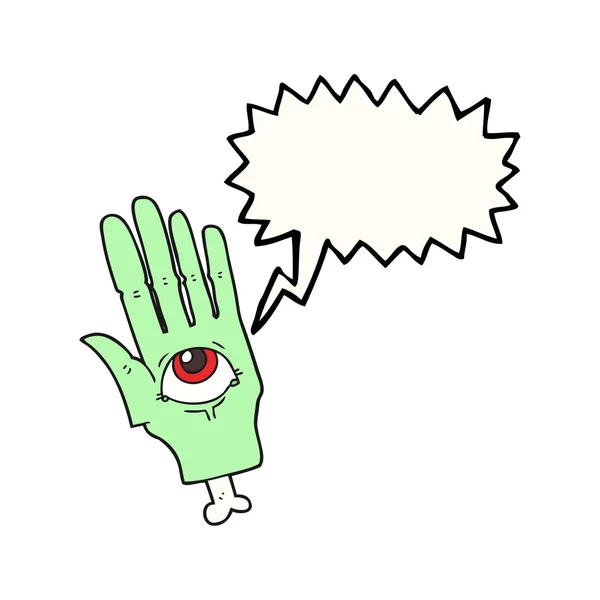 Tal bubbla cartoon spooky öga hand — Stock vektor