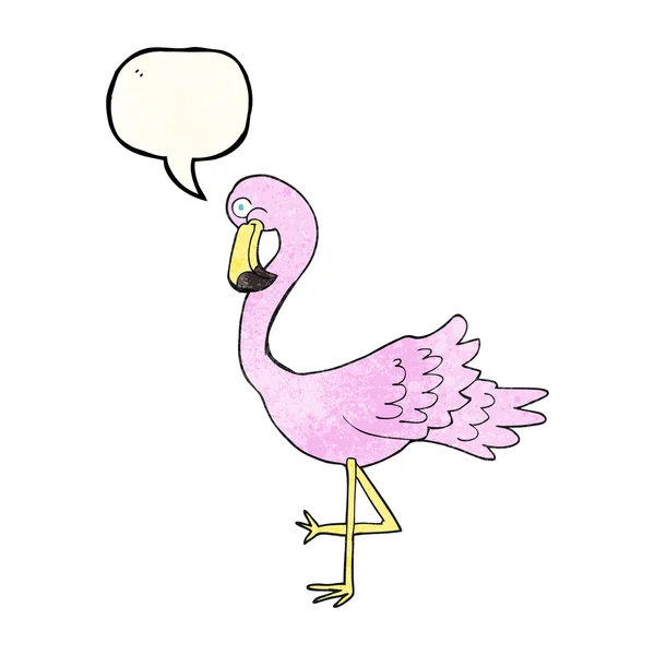 Sprechblase texturierte Karikatur Flamingo — Stockvektor