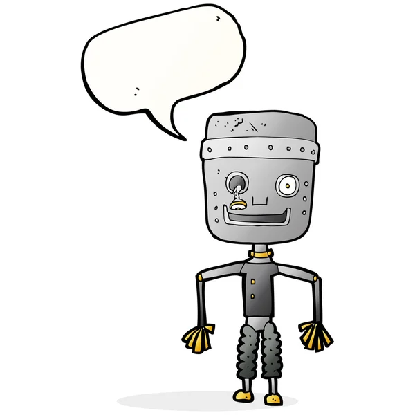 Robot de dibujos animados viejo con burbuja de habla — Vector de stock