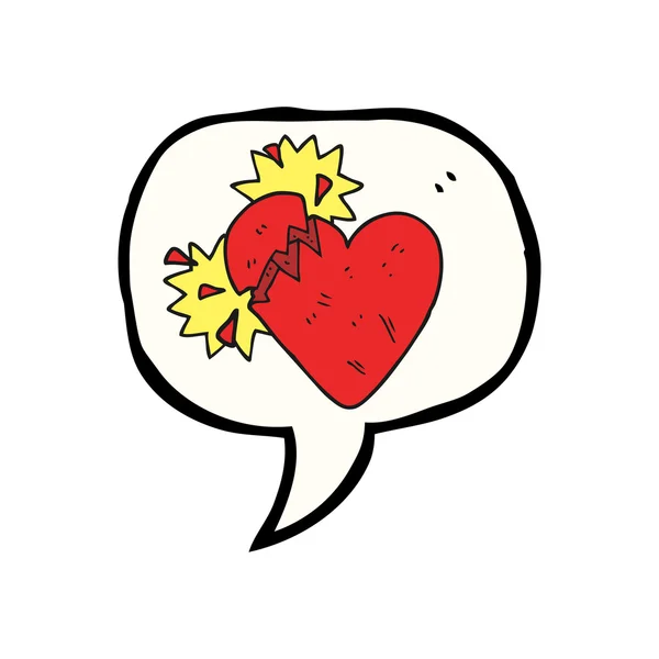Γελοιογραφία φούσκα ομιλία ραγισμένη καρδιά — Διανυσματικό Αρχείο