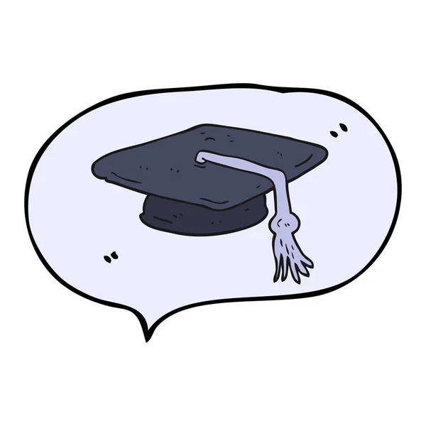 Discours bulle dessin animé graduation cap — Image vectorielle