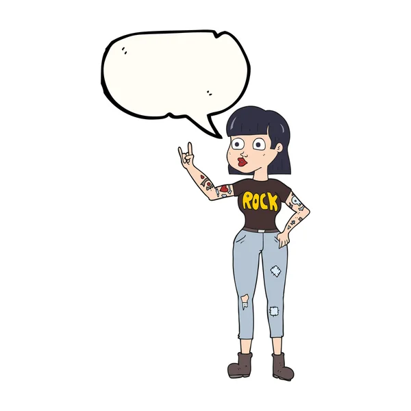 Speech bubble cartoon rock girl — Stock Vector