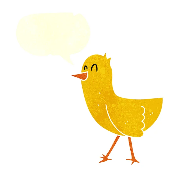 Oiseau de dessin animé rétro à main levée — Image vectorielle