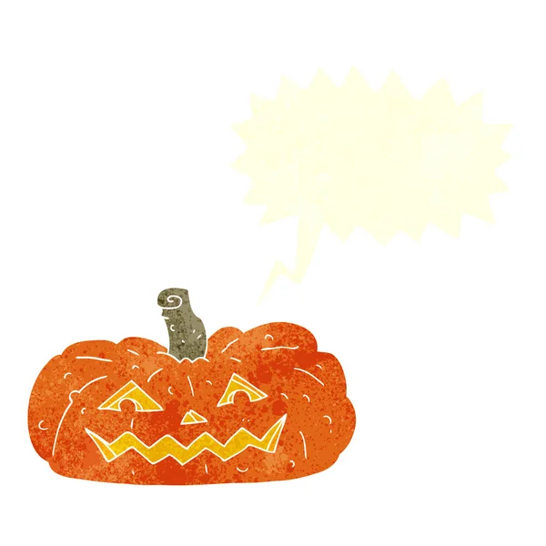 Zucca di Halloween spettrale cartone animato retrò — Vettoriale Stock