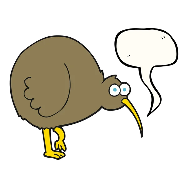 Fala bolha desenho animado kiwi pássaro — Vetor de Stock
