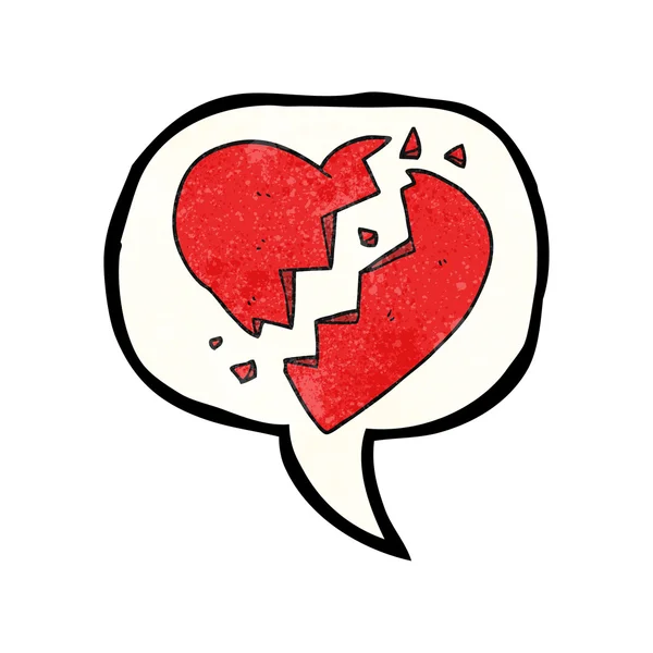 Speech bubble textured cartoon broken heart — Stock Vector