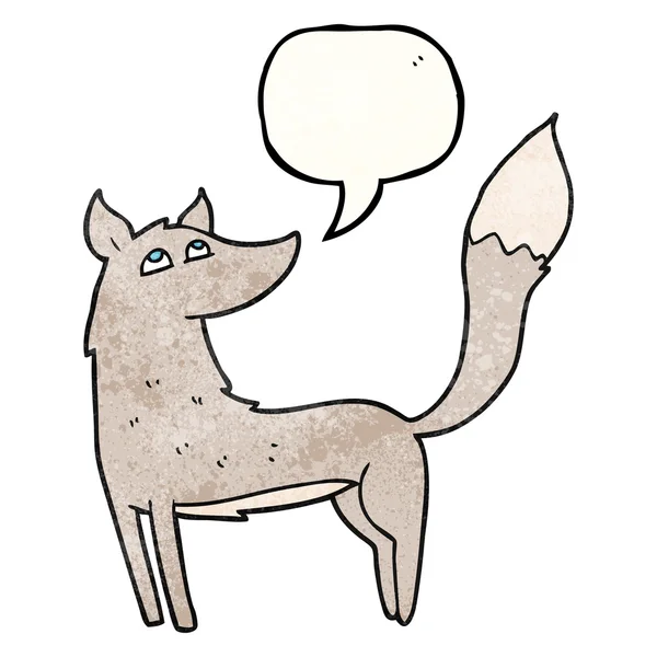 Speech bubble textured cartoon wolf — Stock Vector
