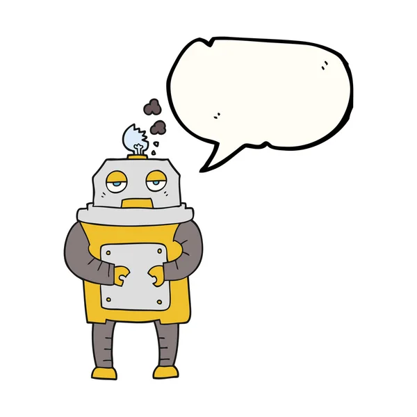 Φούσκα ομιλία κινούμενα σχέδια σπασμένα ρομπότ — Διανυσματικό Αρχείο