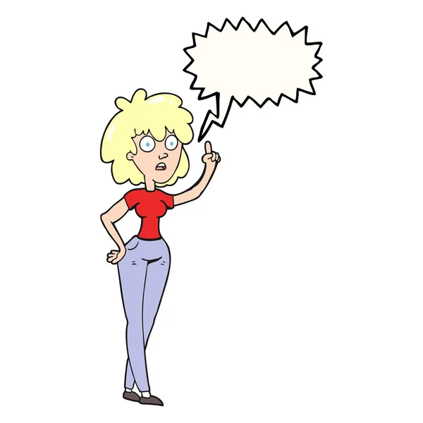 Speech bubble cartoon woman — Stock Vector