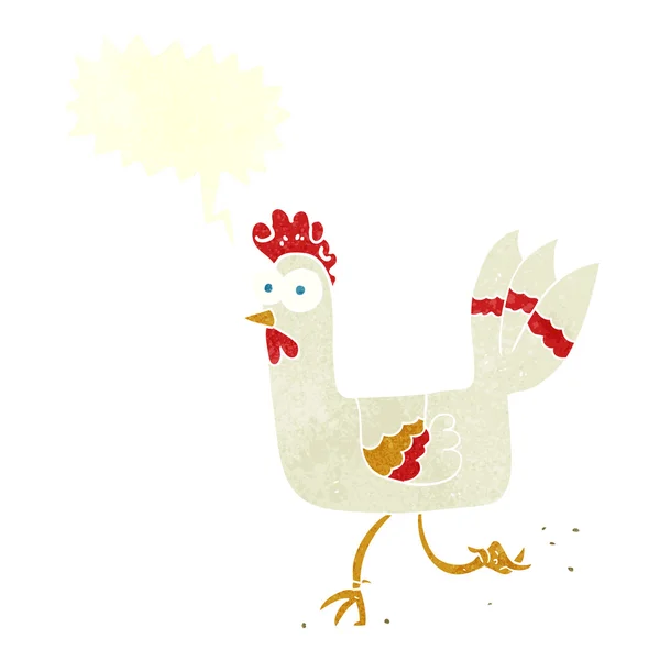 Freehand retro cartoon chicken running — Stock Vector