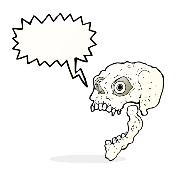 Karikatura strašidelná lebka s bublinou řeči — Stockový vektor
