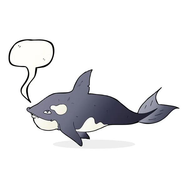 Karikatura zabiják velryba s bublinou řeči — Stockový vektor