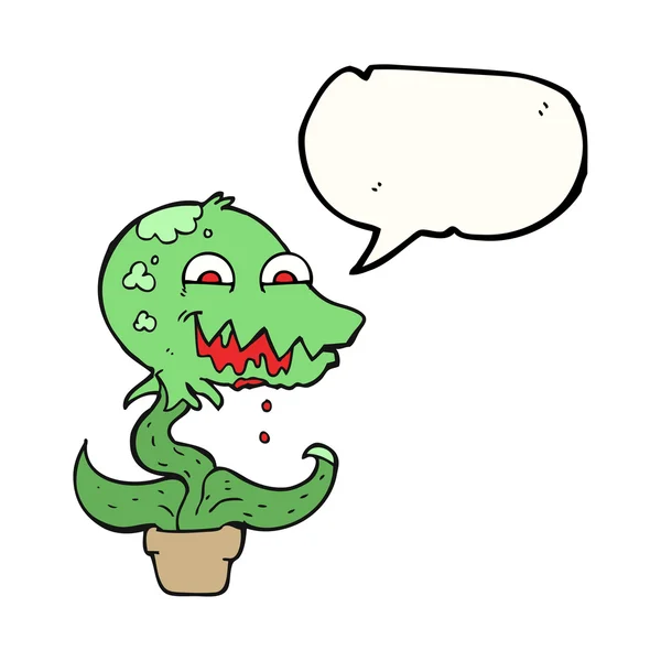 Voz burbuja dibujos animados monstruo planta — Archivo Imágenes Vectoriales