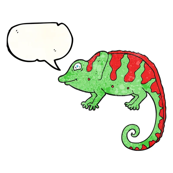 Parole bulle texturé dessin animé caméléon — Image vectorielle