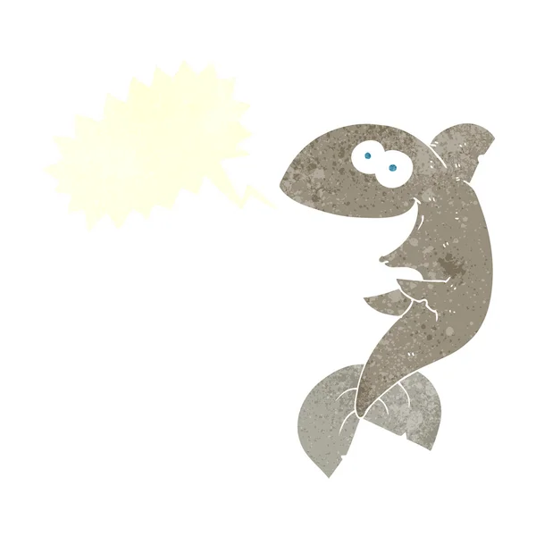 Mano libera retro cartone animato squalo — Vettoriale Stock