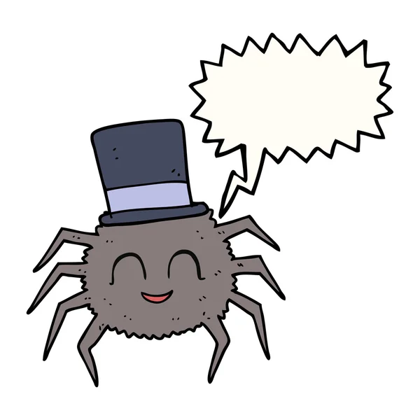 Mowy Bańka kreskówka pająk na sobie top hat — Wektor stockowy