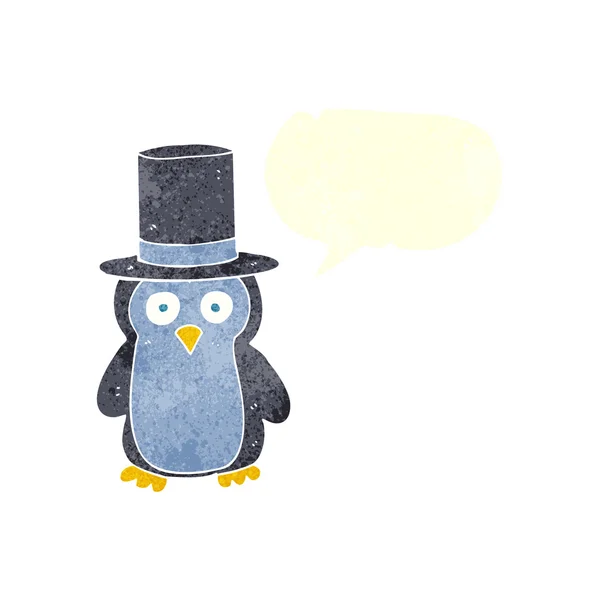 身に着けているフリーハンドのレトロ漫画のペンギン — ストックベクタ