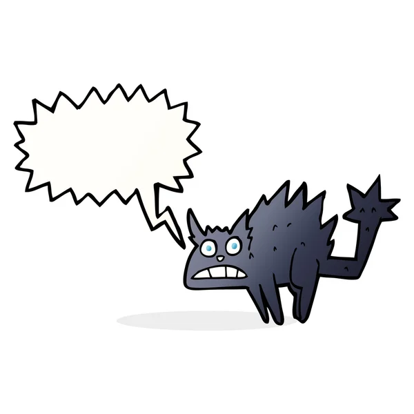 Dibujos animados asustado gato negro con el habla burbuja — Vector de stock